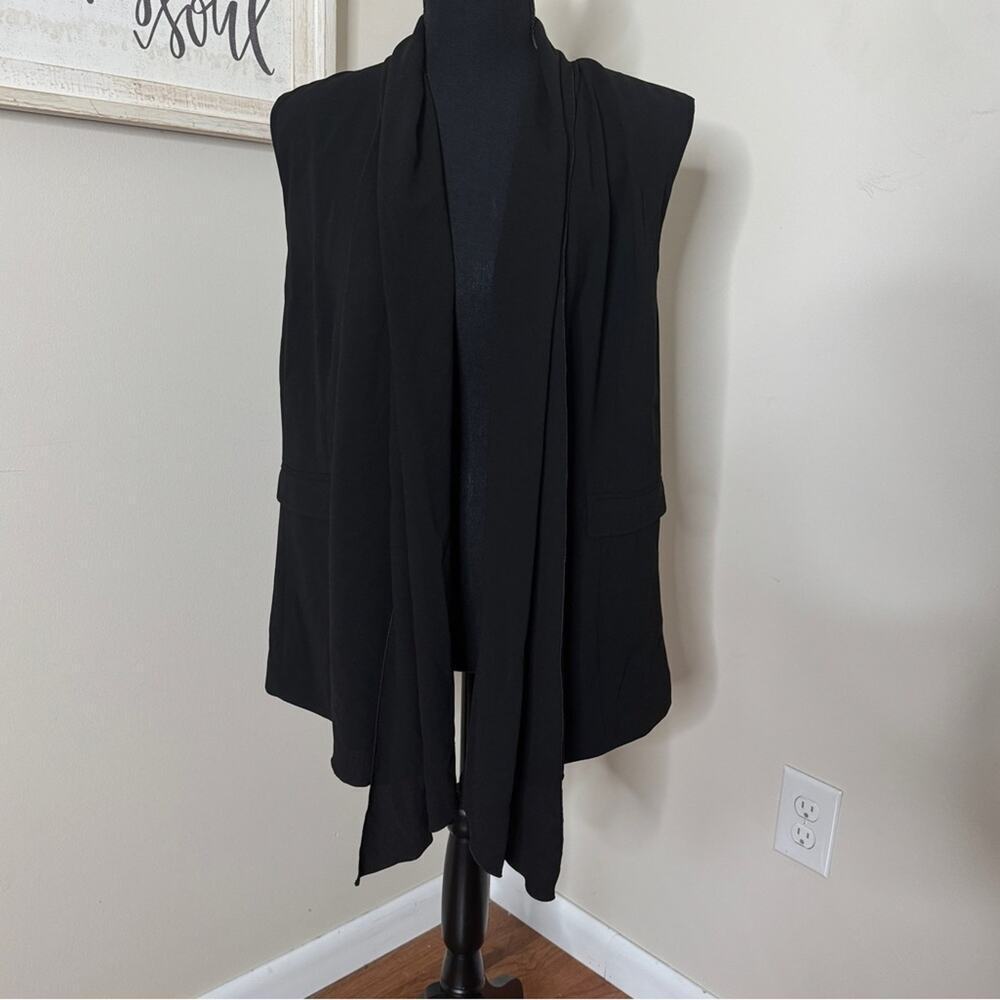 Chicos Black Label Asymmetrical Chiffon Drape Vest Black Size 0/S